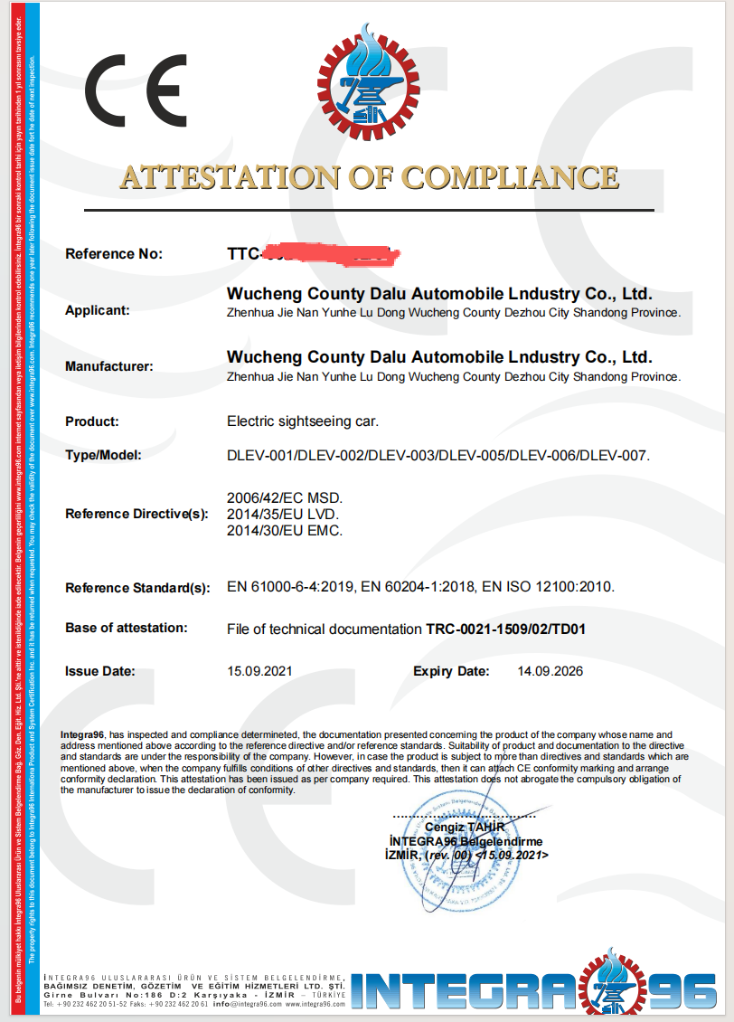 CE certificate for electric vehicles and EV carts
